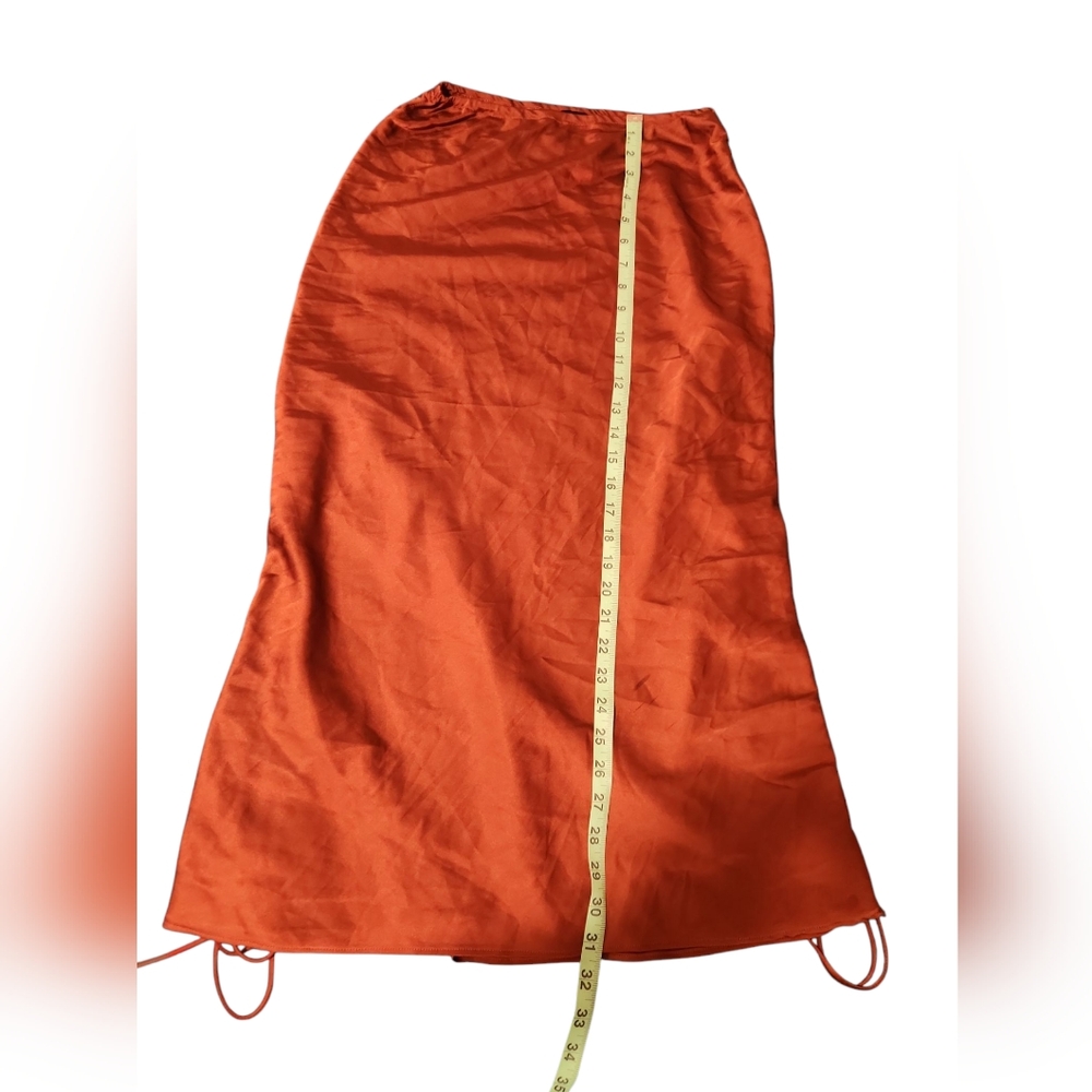 Rust Orange Satin Skirt
